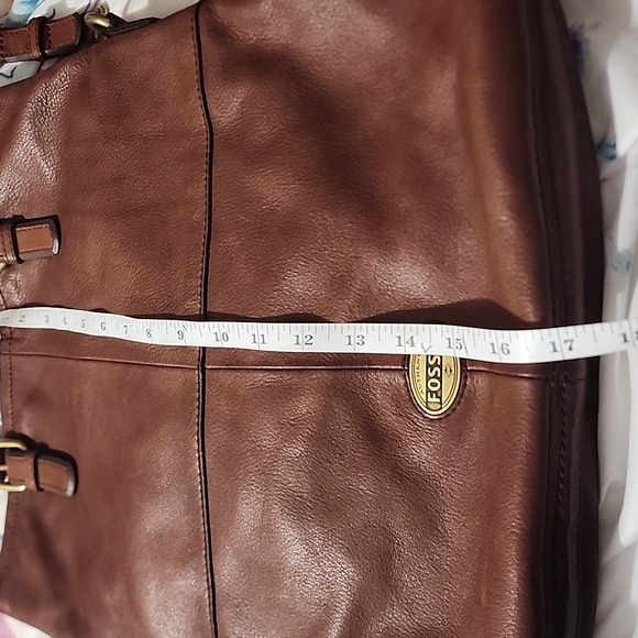 Fossil Explorer Large Brown Leather Fold over Messenger Tote Crossbody Bag - Picture 8 of 9